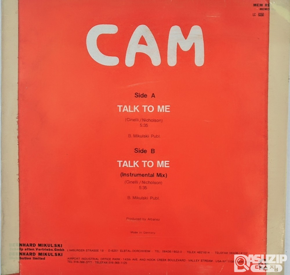 1987년에 발매된 12인치 싱글 앨범 CAM - Talk to Me